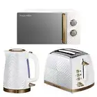 Contemporary White Matching Microwave Kettle Toaster | Kitchen Set