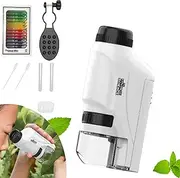Little Marvin Microscope, Little Marvin Mini Scope, Handheld Portable Mini Microscope Toy, 60x-120x Kids Microscope with LED Light for Kids 8-12 (White)