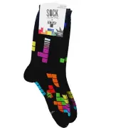 Sock It To Me Crew Women Boy Tetris Block Party Puzzle Game 40yrs Black NWT NEW
