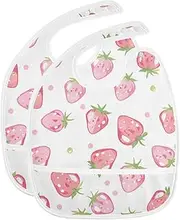 Yoogain Peach Strawberries on White Background Drool Bibs Set Infant Must Haves Cotton 2 Pack Drooling Burping Teething