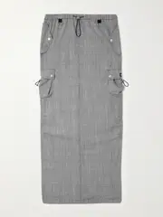 [Coperni] Coperni - Prince Of Wales Checked Wool Maxi Skirt - Gray - FR 34 FR 34 Gray
