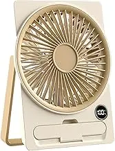 Desktop Fan - USB Charging Fan for Desk - LCD Display Cooling Tool, Slim Card Design Quiet Appliance for Students, Teens, Adults, Boys, Girls