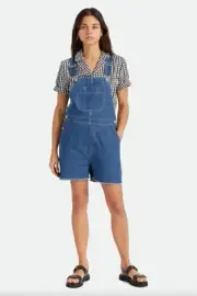Brixton Christina Denim Short Overalls in Indigo Rinse Sz S