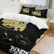 a1184 Bendy And The Ink Machine 3-Piece Bedding Set Soft Warm And Comfortable Soft Bed Set with 1 Duvet Cover And 2 Pillowcases for Bedroom jfr1184