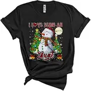 [Generic] I Love Being an Aunt, Joyful Red Plaid Christmas Snowman, Matching X-mas Pajama Family Group Unisex T-Shirt