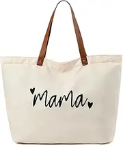 [LEMEDE] Eco-Friendly Personalized Grocery Bag - 30L Zipper Canvas Minimalist Foldable Tote Bags,Birthday Gifts for Women