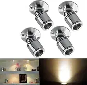[360°Rotate]4 Pack Small Recessed Mini Spotlight,1W LED Ceiling Spotlight Mini Recessed LED Downlight Aluminum Spot LED Set with Transformer Warm White for Wine Cabinet/Cupboard/Kitchen/Living Room