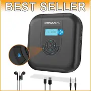Lightweight Portable CD Player with LED Display and Rechargeable Battery - Black