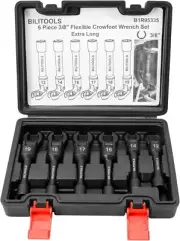 Long Flex Head Crows Foot Line Wrench Set,3/8" Drive Injector Fuel Line Crowfoot