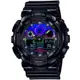 【CASIO 卡西歐】G-SHOCK 嘻哈電音雙顯樹脂腕錶/黑(GA-100RGB-1A)