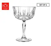 RCR Opera Cristalleria Champagne Glasses Italian Cut Crystal Set of 6- NEW