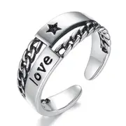 3PCS Silver plating Ring Fashion Woman Jewelry Retro Simple Adjustable Letters Love Stars Ring