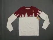 New Holiday Arcade Women's Size XL Deep Ruby Spruce Trees Snow Graphic Sweater