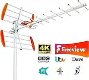 2025 Newest Outdoor TV Aerial with Strong Signal UK- 260 Miles Range, 4K/1080P Clear Channel Reception for Digital HDTV, UHF/VHF Digital Signal