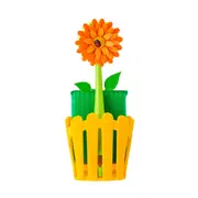 3pc Vigar Flower Power Sink Caddy Organiser/Dish Brush/Sponge Cleaning Set ORNG
