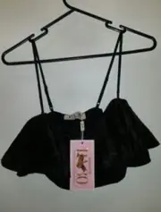 Peter Alexander ruffle crop top black size M AU fit to 14C retail $69.95