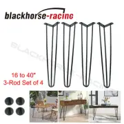 16" - 40" Coffee Table Metal Hairpin Legs Iron Bar Black 3-Rod Set of 4
