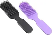 Baluue 2pcs Styling Comb Curly Hair Brush Ladies Hair Brush Beard Mustache Comb Paddle Hair Comb Salon Highlighting Comb Hair Care Comb Sectioning Teasing Comb Hairbrush Black Plastic