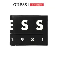 在飛比找momo購物網優惠-【GUESS】純色皮面LOGO皮夾(黑)