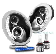 For 02-06 Mini Cooper Halo Projector Black Headlights w/Blue DRL Signal+LED Bulb (for: Mini)