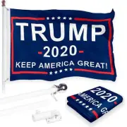 Combo Pack: 6 Feet Tangle Free Spinning Flagpole (White) Trump Keep