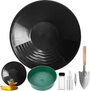 Ecoret-Pro Gold Washing Pan Set, 6-Piece Gold Panning Equipment, Gold Washing Channel Plastic Gold Pan with Gold Wash Sieve for Sand Nugget Mining Tub Manual Gold Washing System Digging