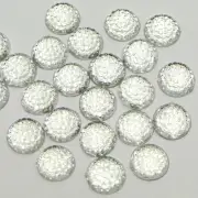 200 Clear Flatback Acrylic Dotted Round Rhinestone Cabochon Dome 8mm