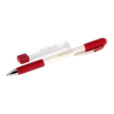 Bohin Mechanical Chalk Pencil with 6 White Chalk Leads for Fabrics and Stencils