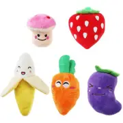 5 Pack Fruits Vegetables Squeaky Small Plush Puppy Dog Chew Toys 2.8"-5.5"