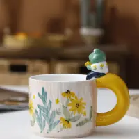 在飛比找蝦皮商城精選優惠-卡通可愛萌寵手工動物青蛙貓咪蝸牛陶瓷杯 馬克杯 可愛杯子