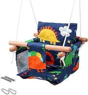 Baby Swing Seat, Yuchen Baby Canvas Hanging Swing Seat, Toddler Swing Indoor & Outdoor Infant Hanging Swing Chair with Canvas Cushion, Swings Sets for Baby Hammock Toy Backyard (Dinosaur)