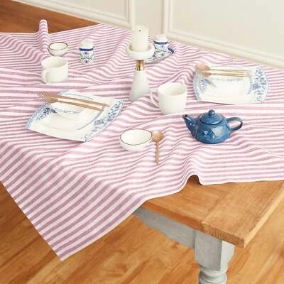 Solino Home 100% Pure Linen Table Throw for Summer - Amalfi Stripe, Made in USA
