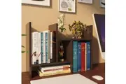 Adjustable Desktop Organizer - Dark Walnut Wood Storage Rack