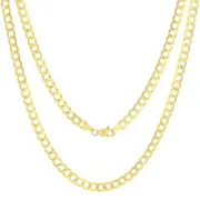 Solid 10K Yellow Gold 5mm Cuban Curb Chain Link Mens Necklace Italian Made 30"