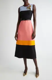 Carolina Herrera Coloblock Sleeveless Sheath Dress in Black Multi at Nordstrom, Size 2