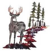 Metal Deer Wall Art Forest Deer Wall Decor Metal Tree Wall Art Bright Color