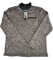 Eddie Bauer Men's Gray/Black Fleece Quarter Zip Pullover Size Large NWT