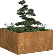 Rusty Weathering Steel Planter Box 80x80x40 cm Open Bottom Durable Garden