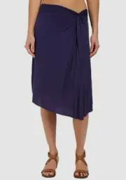 $90 Prana Women's Blue Solid Jessalyn Pull-On Asymmetrical A-Line Skirt Size XS