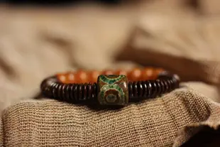 瑪瑙天珠手串風化菩提根椰殼手串創意個性單圈佛珠手鏈民族風飾品