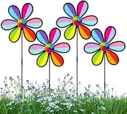 Wind Spinner | Set Of 4 Petal Shape Colorful Yard Pinwheels,Weather-Resistant, Outdoor Decor For Backyard Patio Terrace Porch Courtyard Balcony
