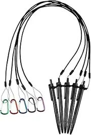 Lewtemi 5 Sets 24 Inch Pen Leash for Clipboard Lanyard Holder Pen Silicone Ring Buckle for Office Supplies(Black)
