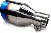 Muffler tip, 2.5 Inch Inlet Exhaust Tip 2.5" Inlet 3.5" Stainless Steel Exhaust Tail Tip Exhaust TailTIP 9" Long(Blue Burnt 2.5inch)