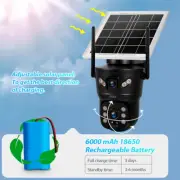 Dual Lens WiFi Solar IP Camera Wireless Outdoor CCTV PTZ Home Security Cam 6MP