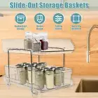 2 Tier Under Sink Organizer Kitchen Slide-Out Under Sink Shelf Makeup Tray AUㄨ