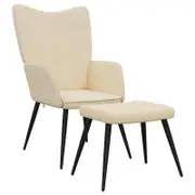 vidaXL Relaxing Chair with a Stool Cream Fabric Armchair Seating Side Chair
