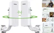 Wireless Bridge with 2 Bracket Mounts, 3KM 5.8G Point to Point Outdoor CPE,