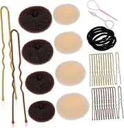 AUTSUPPL 1Set Donut Hair Bun Maker Donuts Shaped Pins Hair Ties Styling Needle for Women Easy to Use Hair Accessories for Beautiful Hairstyles