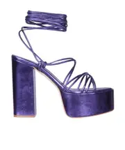Paris Texas Lace-Up Block-Heeled Sandals 40 Blue