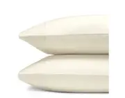 Oake Solid 100% Cotton Sateen 525 TC Pillowcase PAIR - STANDARD - Ivory
